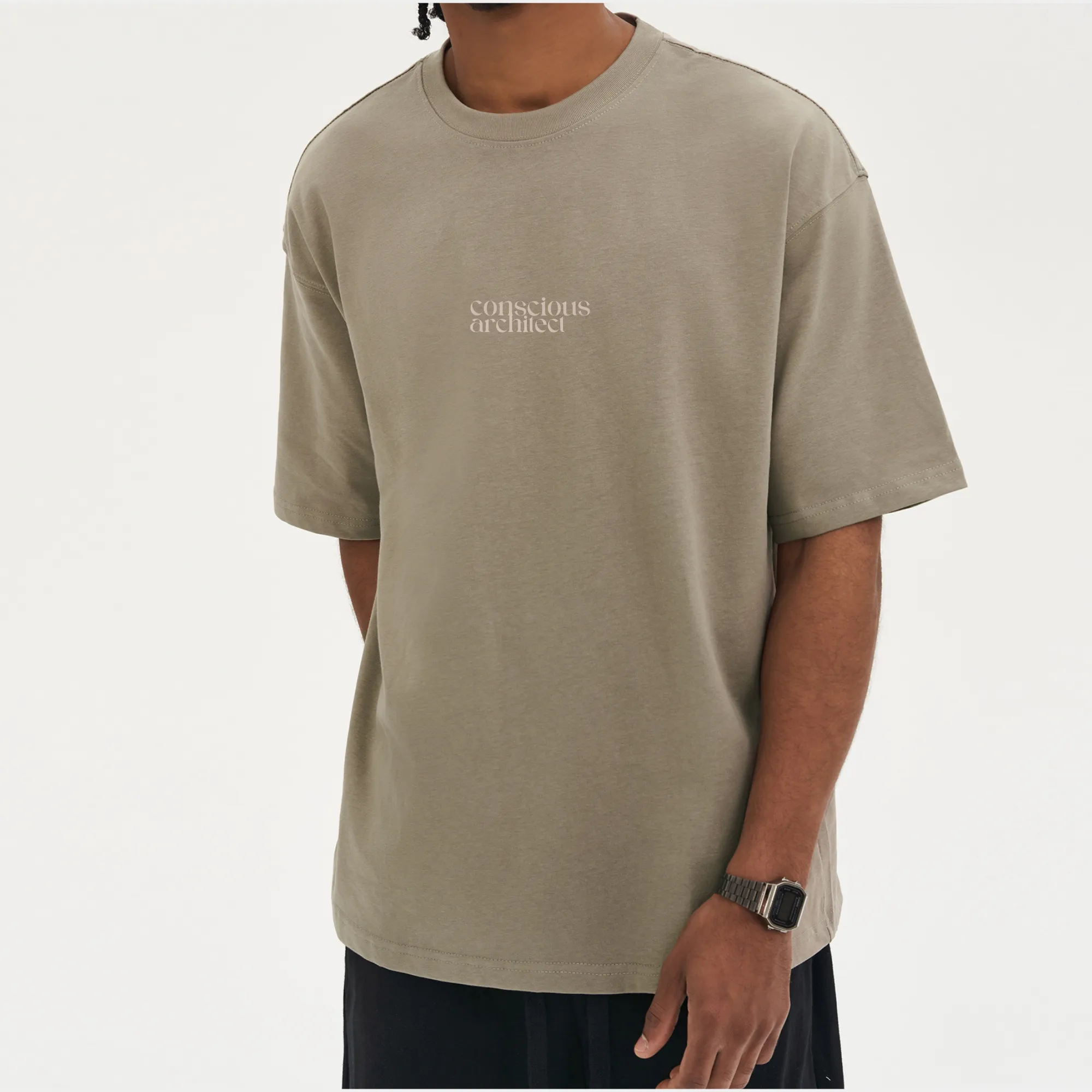 Conscious Architect x Boxy Drop Shoulder T-Shirt x Beige