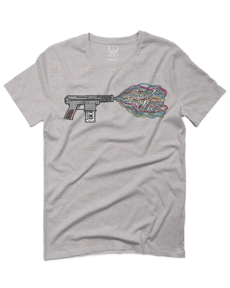 Cool Graphic Good Vibes Cassette Gun Music Love For men T Shirt