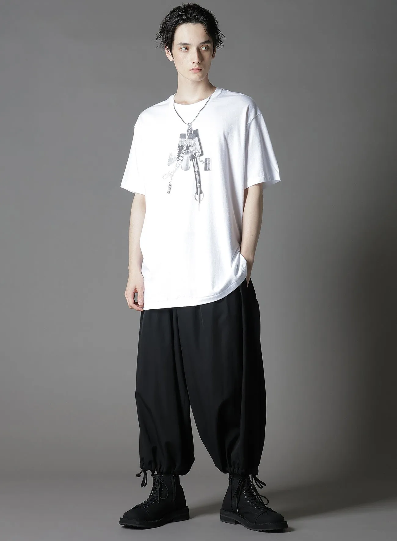 COTTON JERSEY TROMPE-L'OEIL PASSCASE T-SHIRT