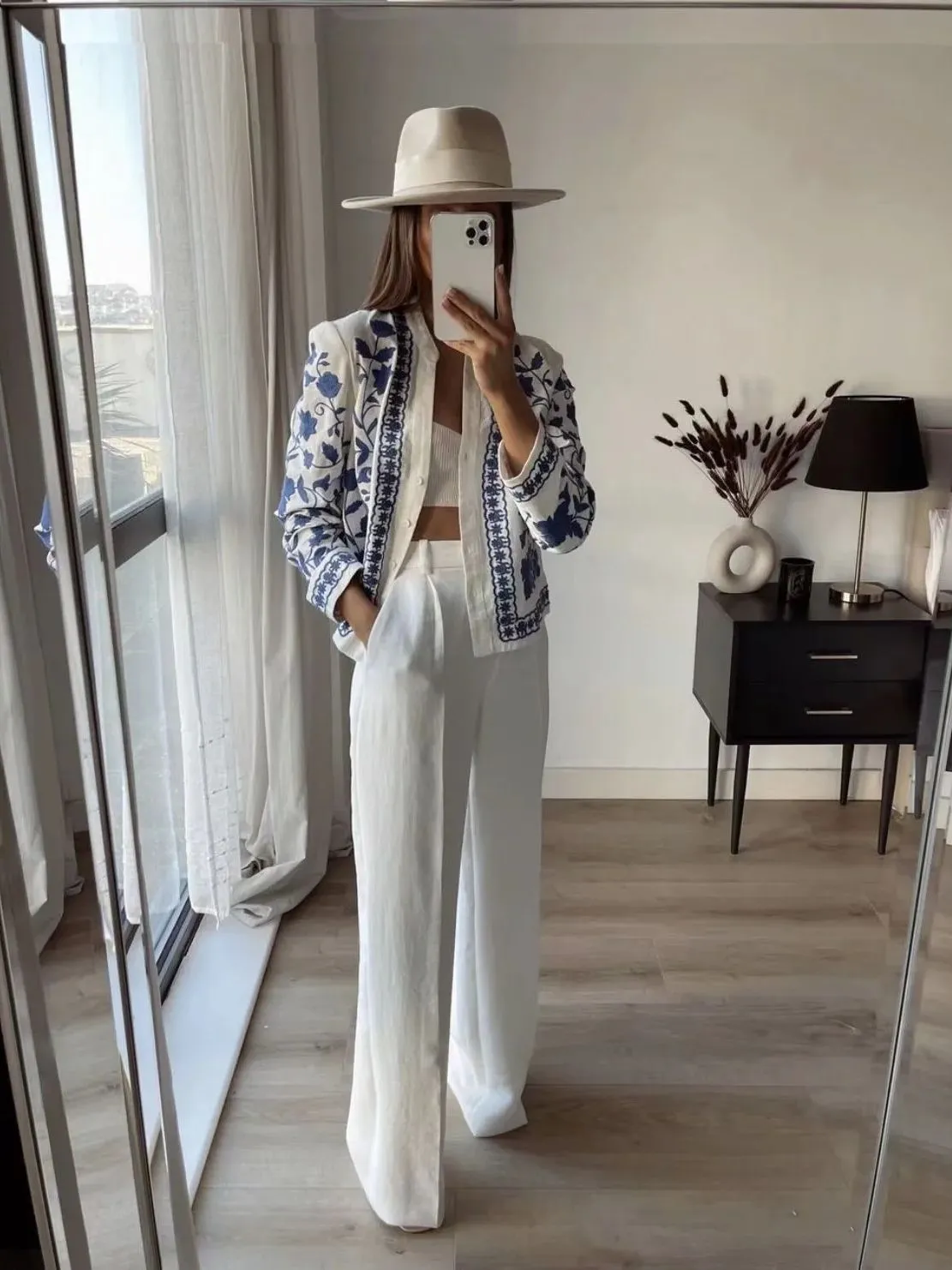 Cotton Loose Women Embroidered Cardigan Shirts