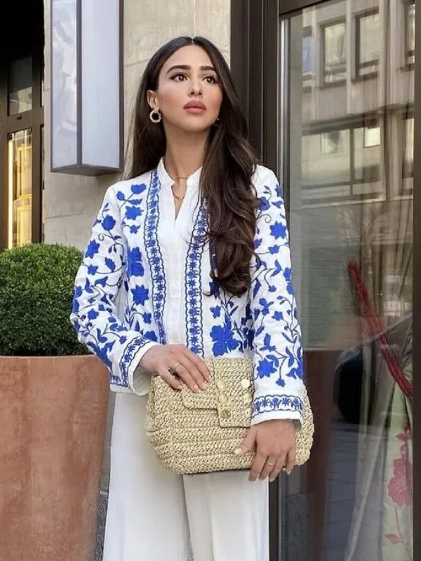 Cotton Loose Women Embroidered Cardigan Shirts