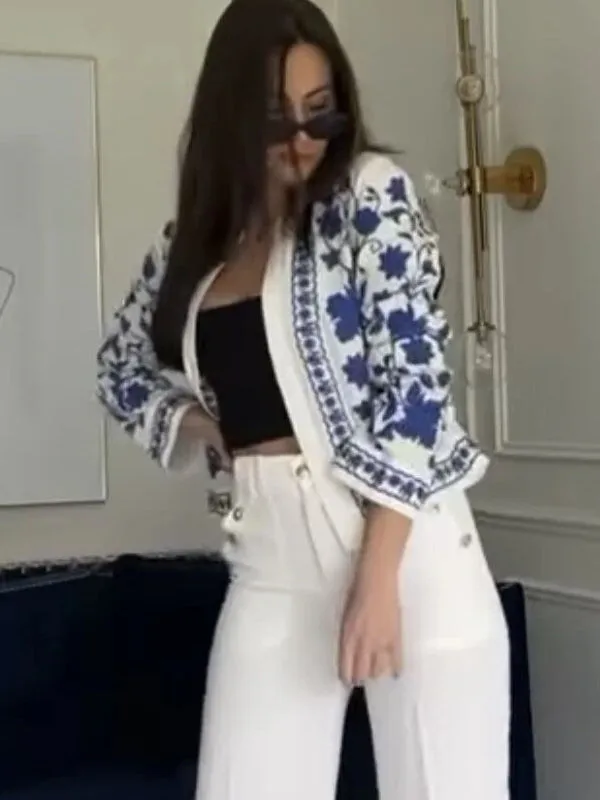 Cotton Loose Women Embroidered Cardigan Shirts