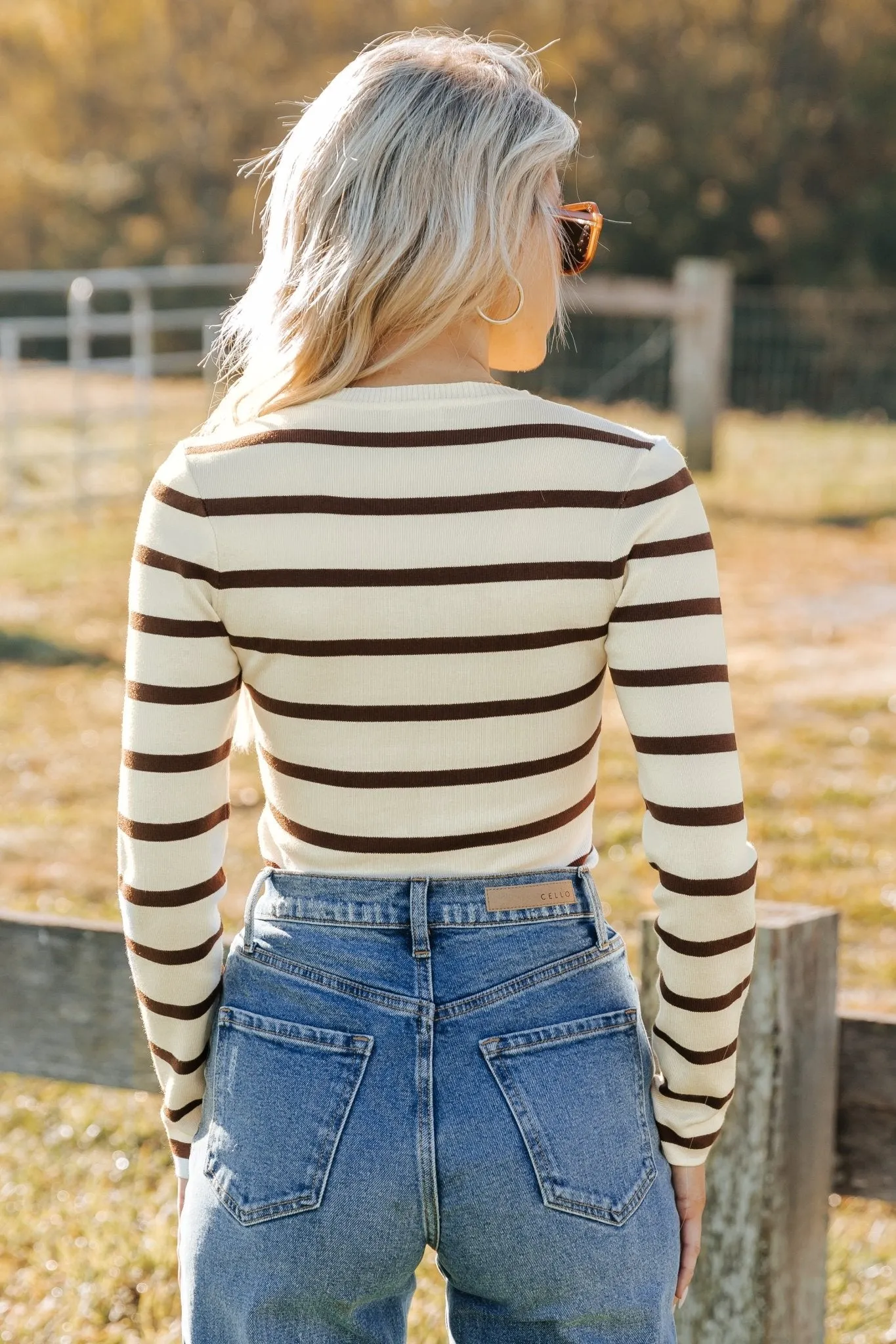 Cream and Brown Striped Bodysuit - FINAL SALE