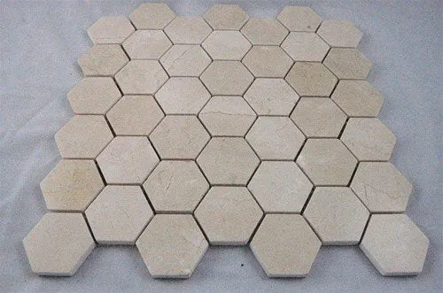 Crema Marfil 2" Polished HEXAGON Marble Mosaic Tiles