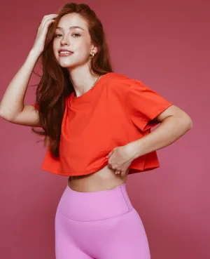 Cropped Tee - Berry Red