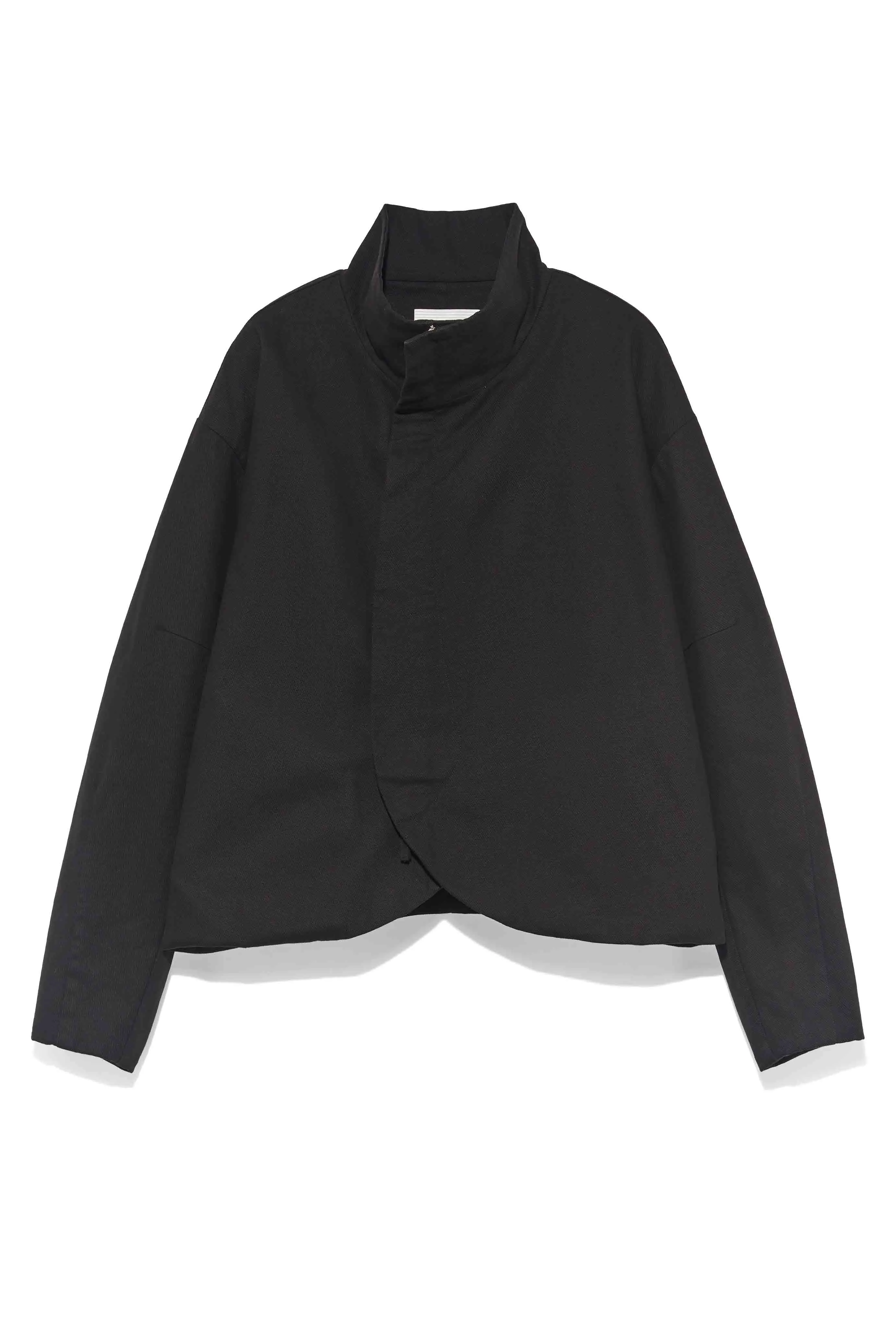 Curved Double Layered Collar Jacket Black