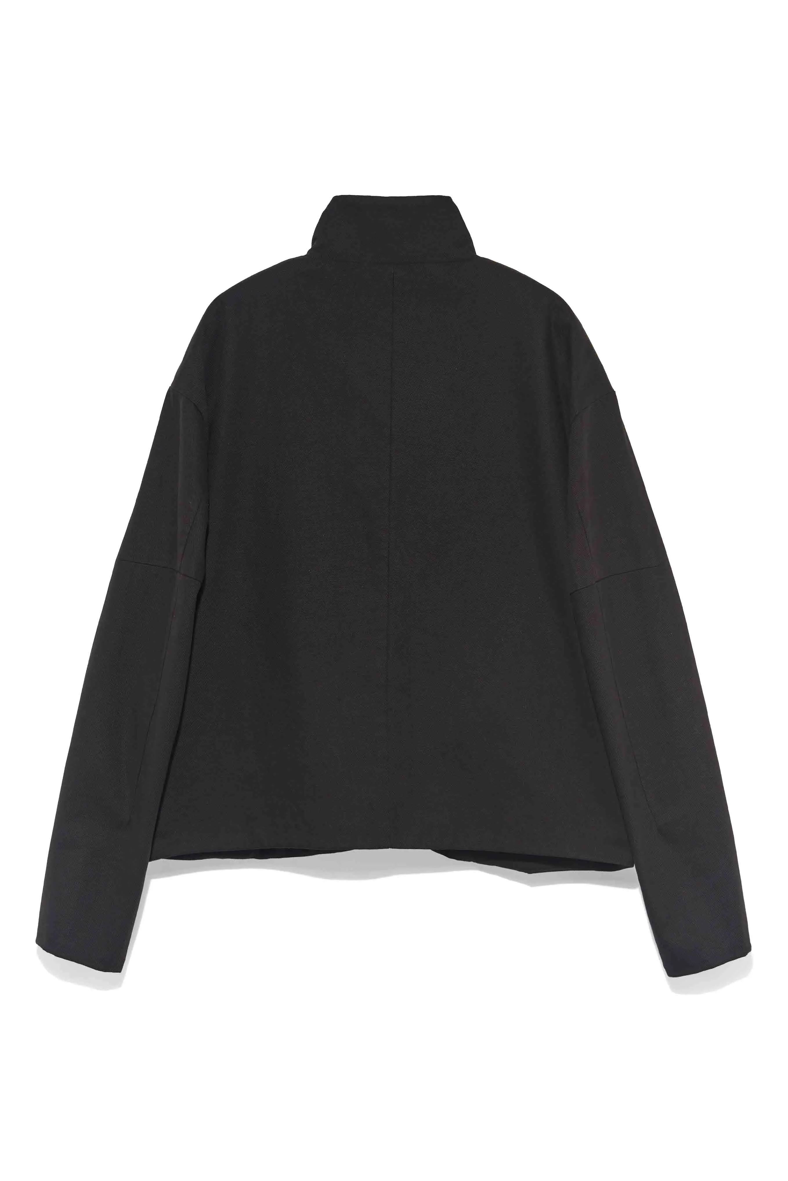 Curved Double Layered Collar Jacket Black