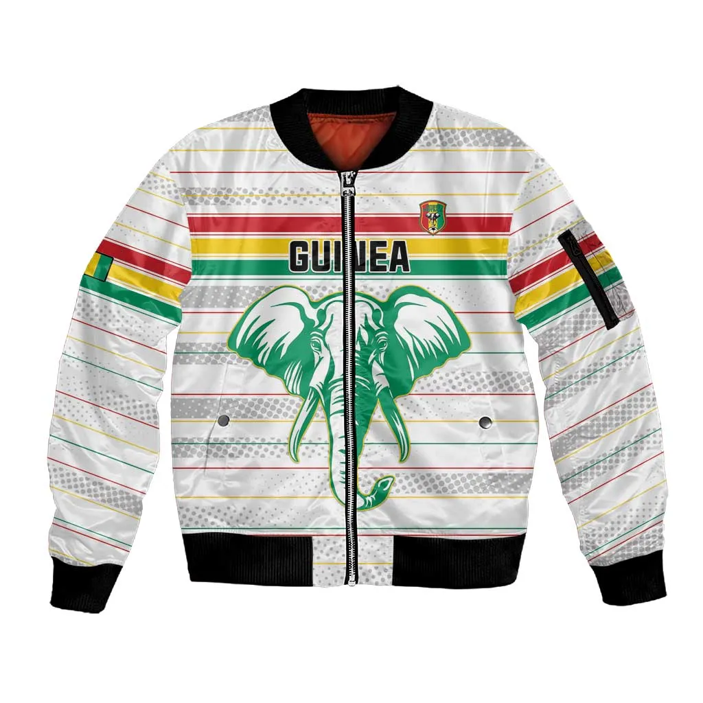 Custom Afro Guinee Football Sleeve Zip Bomber Jacket Go Syli National LT15
