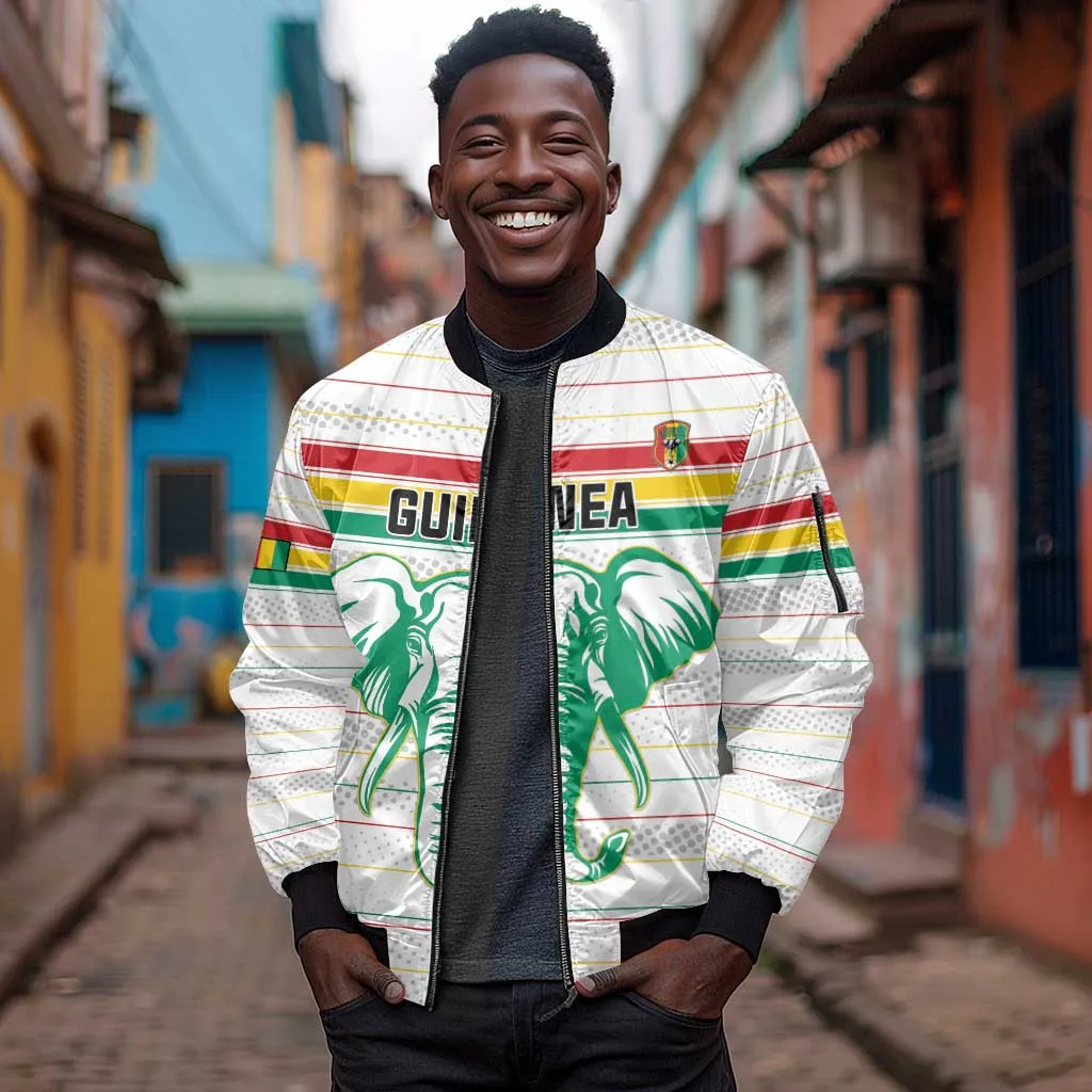 Custom Afro Guinee Football Sleeve Zip Bomber Jacket Go Syli National LT15