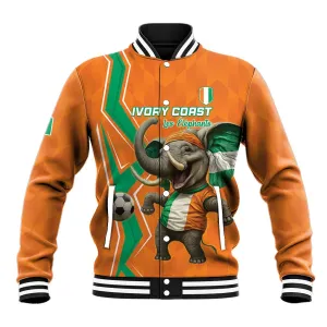 Custom Afro Ivory Coast Football Baseball Jacket Go Champions LT15