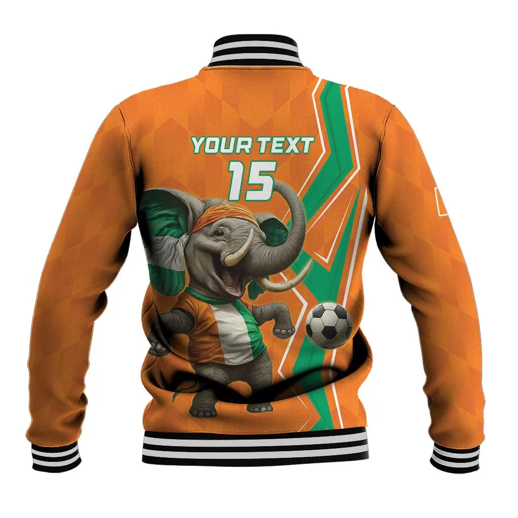 Custom Afro Ivory Coast Football Baseball Jacket Go Champions LT15
