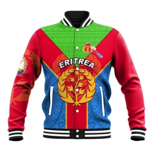 Custom Eritrea Baseball Jacket with Eritrean Emblem Flag and African Pattern Design LT01