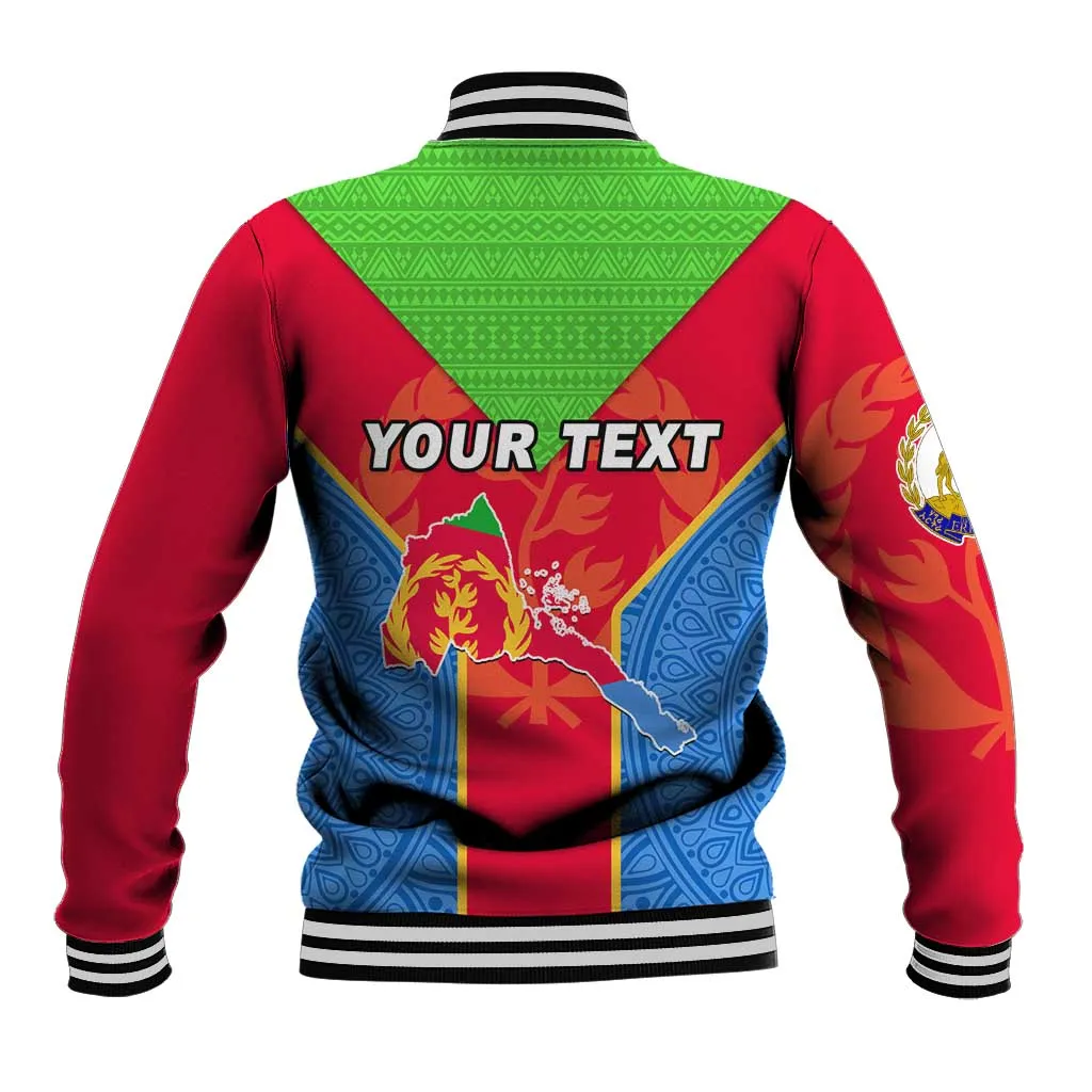 Custom Eritrea Baseball Jacket with Eritrean Emblem Flag and African Pattern Design LT01