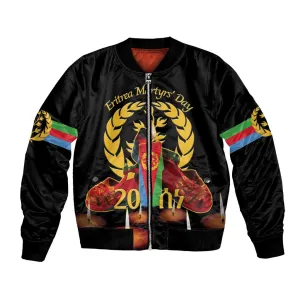 Custom Eritrea Martyrs' Day Bomber Jacket 20 June Shida Shoes With Candles - Black LT14