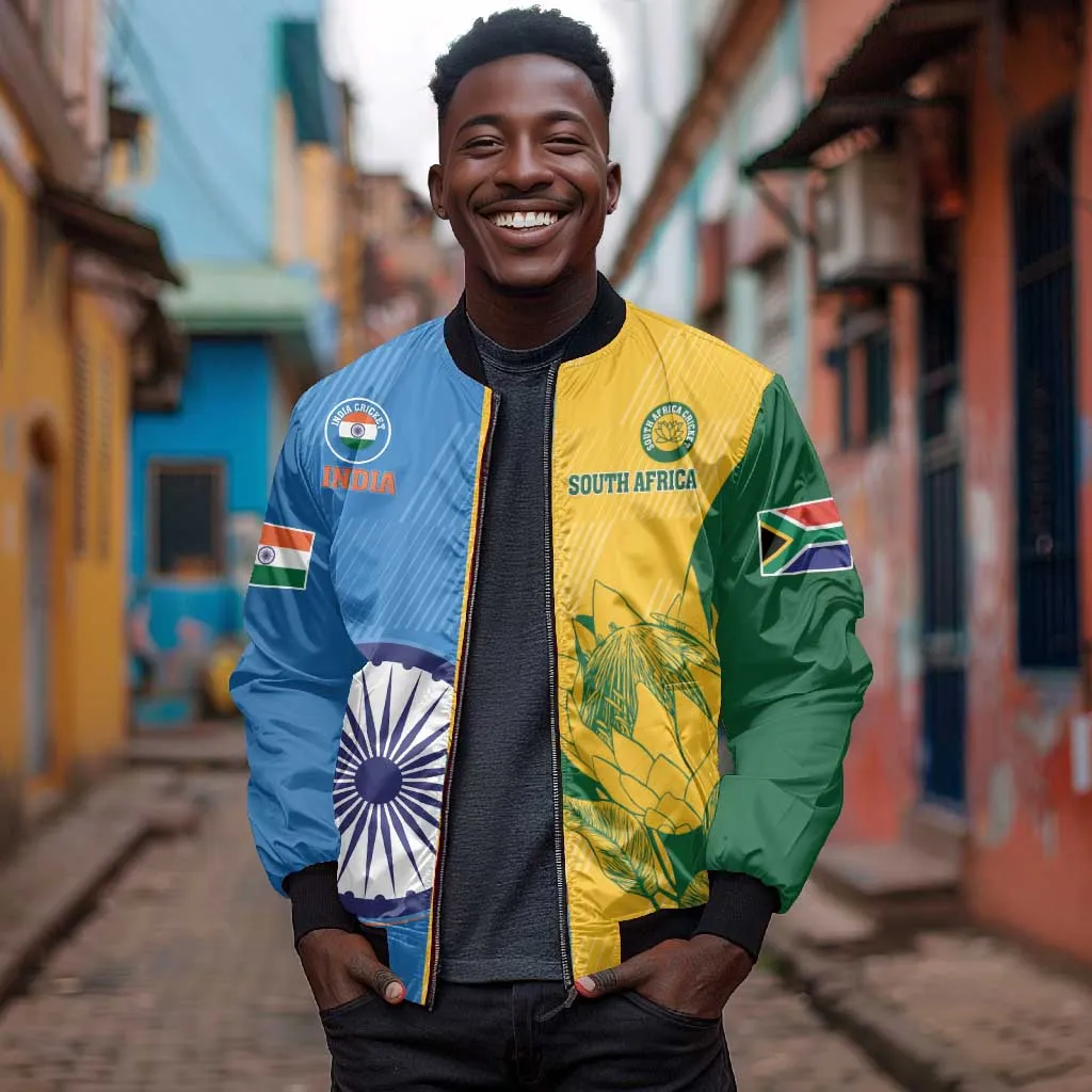 Custom India And South Africa Cricket Bomber Jacket 2024 Together Dynamic Version LT14