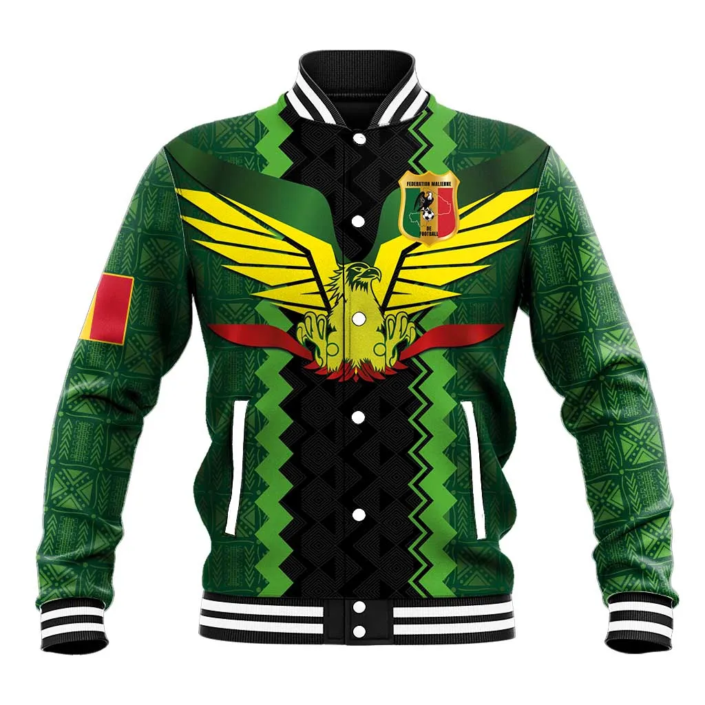 Custom Mali Football Baseball Jacket Les Aigles-Green, Gold & Red LT03
