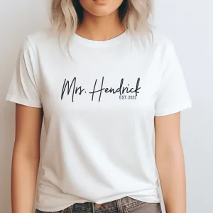Custom Mrs Last Name Shirt | Crew neck | V Neck| Sweatshirt | Hoodie | SEC Apparel