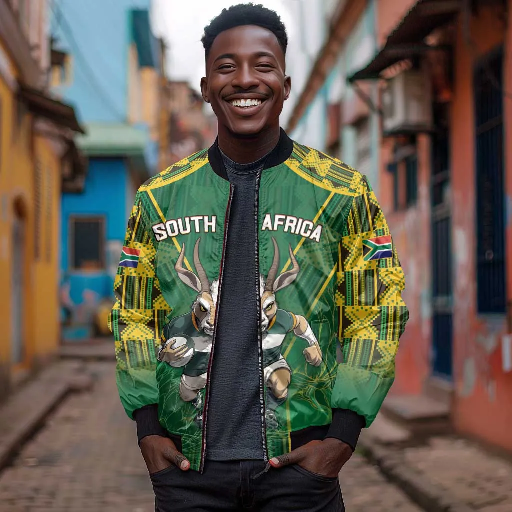 Custom South Africa Rugby 2024 Bomber Jacket Go Bokke African Pattern LT05