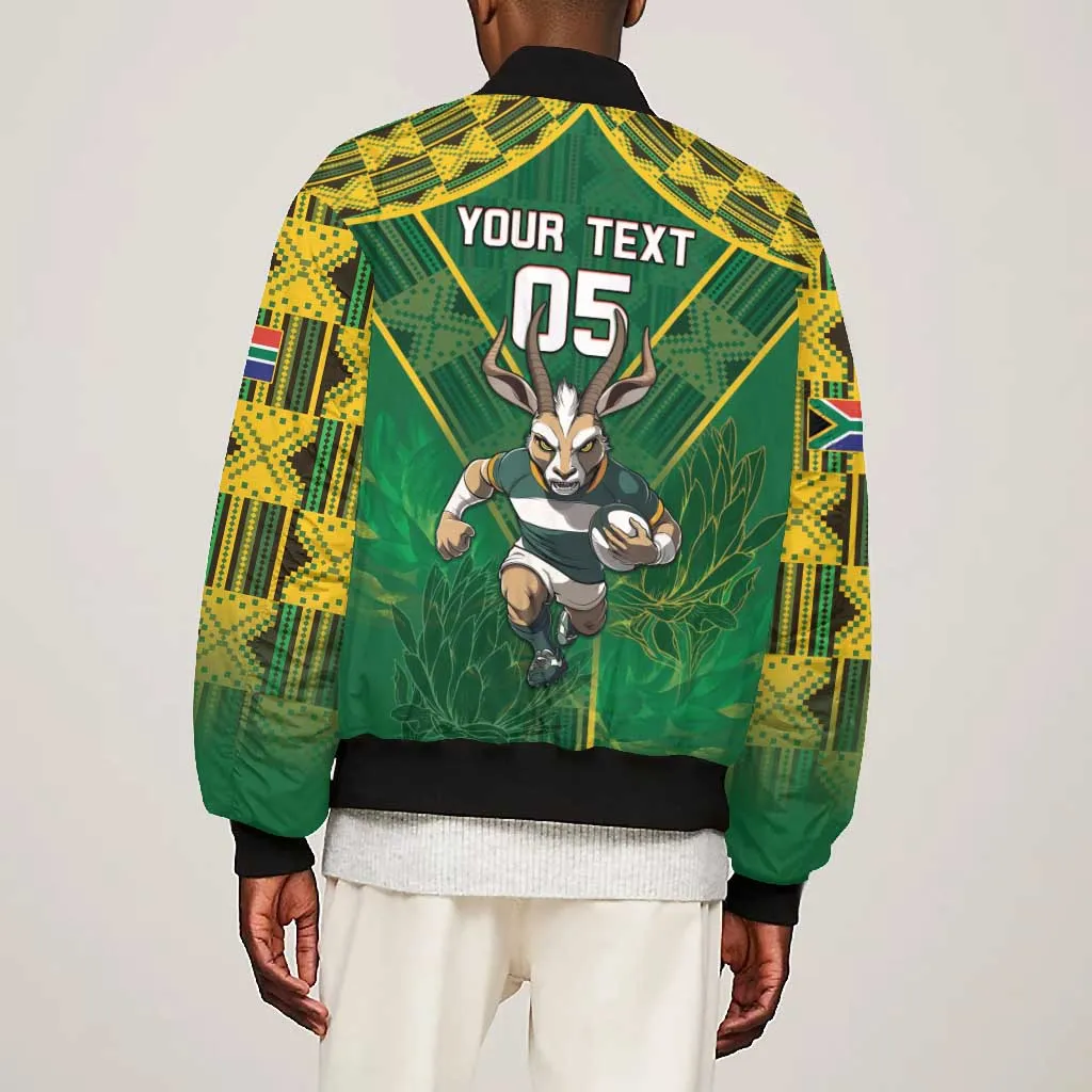 Custom South Africa Rugby 2024 Bomber Jacket Go Bokke African Pattern LT05
