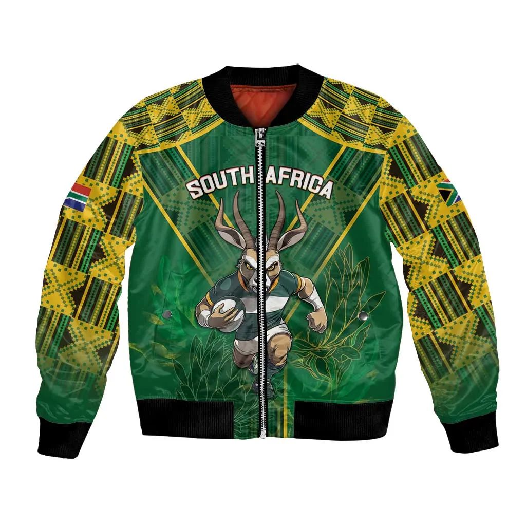Custom South Africa Rugby 2024 Bomber Jacket Go Bokke African Pattern LT05