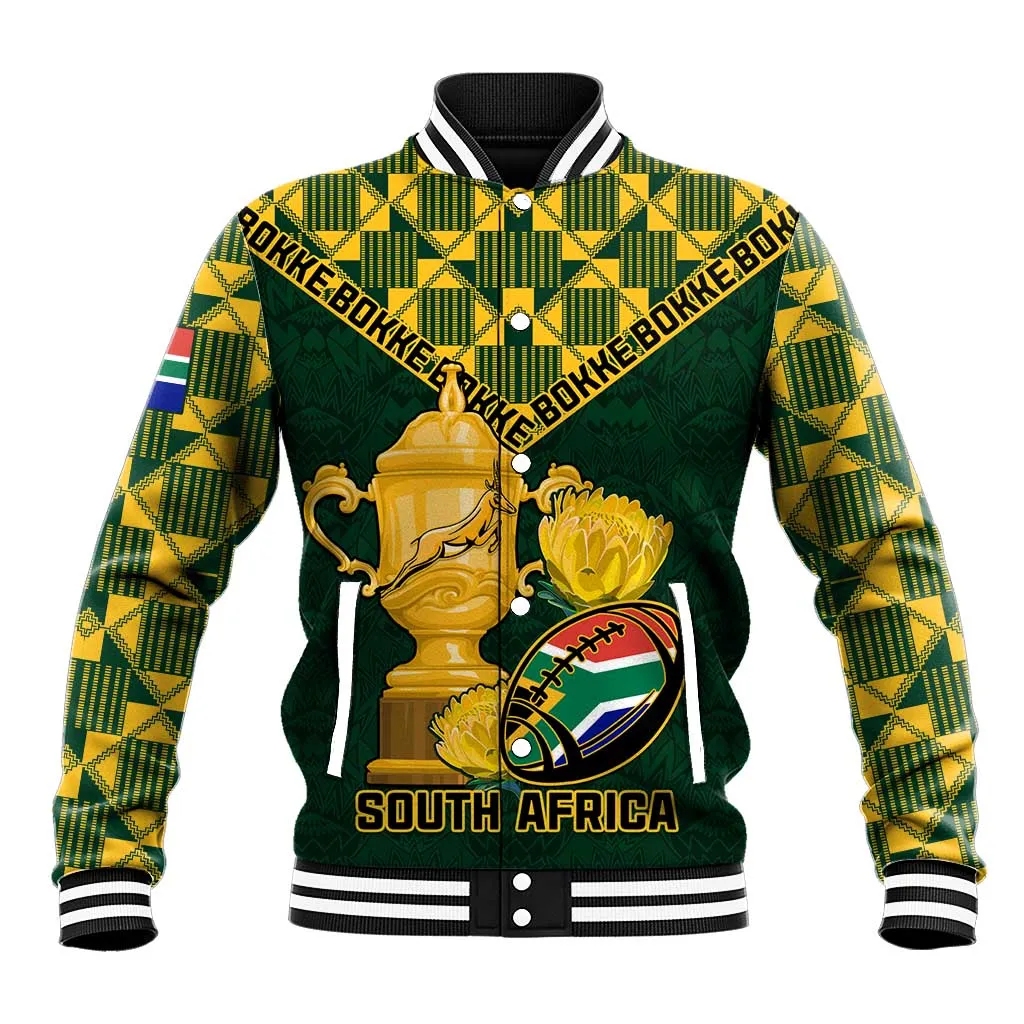 Custom South Africa Rugby Baseball Jacket - Go Bokke Champion, World Cup LT01