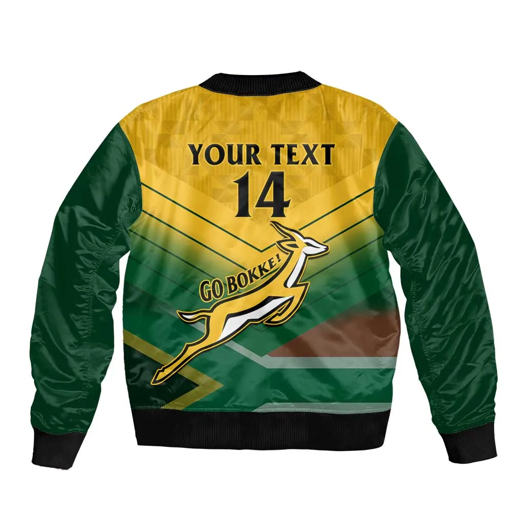 Custom South Africa Rugby Bomber Jacket Springboks Go Champions African Pattern LT14
