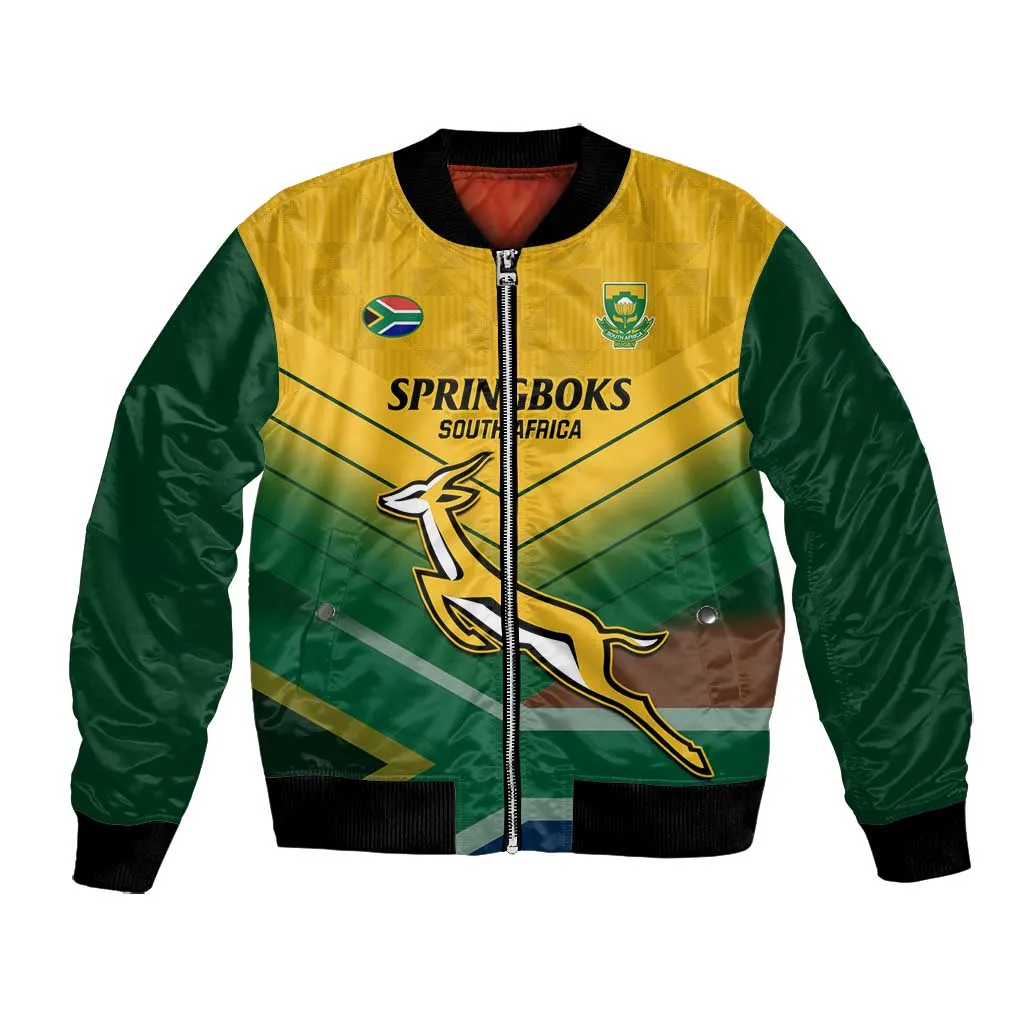 Custom South Africa Rugby Bomber Jacket Springboks Go Champions African Pattern LT14