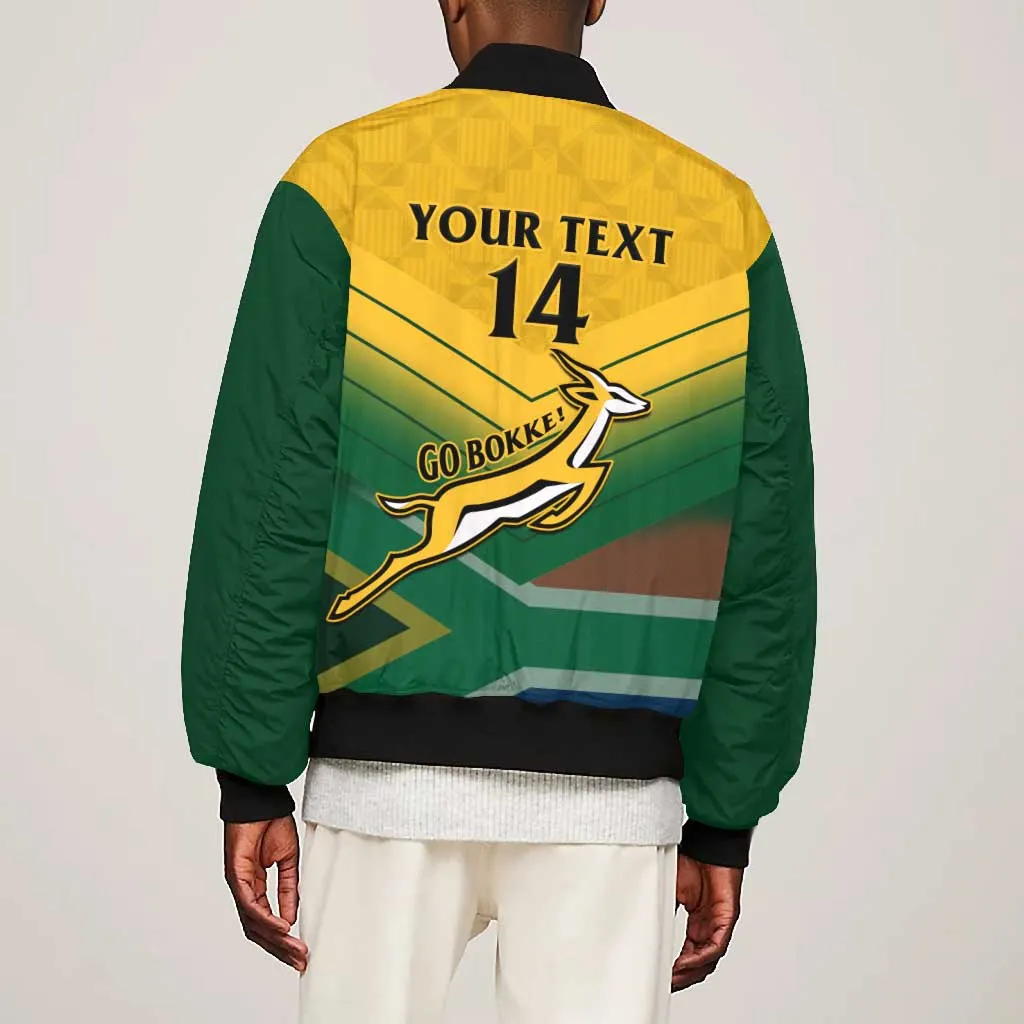 Custom South Africa Rugby Bomber Jacket Springboks Go Champions African Pattern LT14
