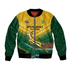 Custom South Africa Rugby Bomber Jacket Springboks Go Champions African Pattern LT14