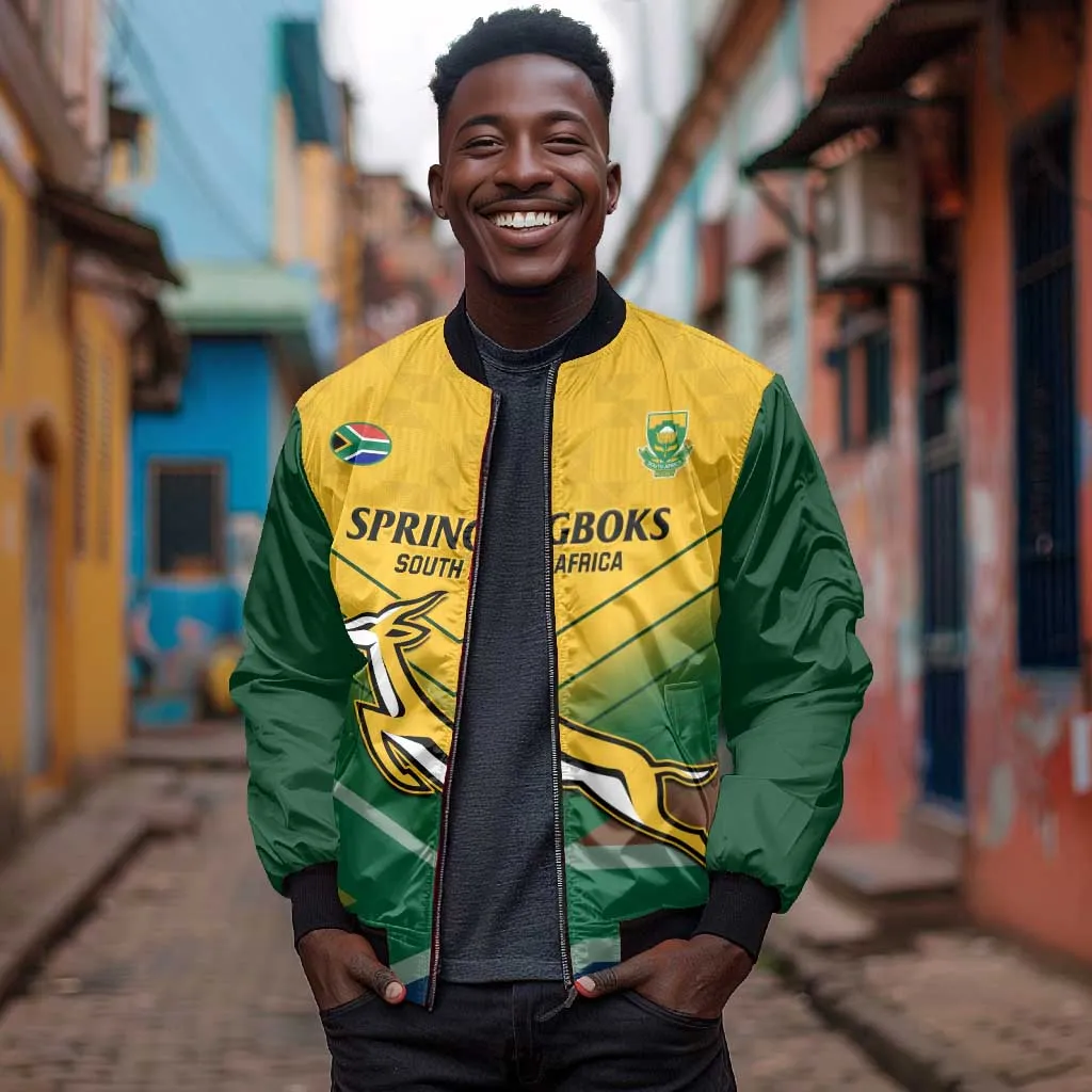 Custom South Africa Rugby Bomber Jacket Springboks Go Champions African Pattern LT14
