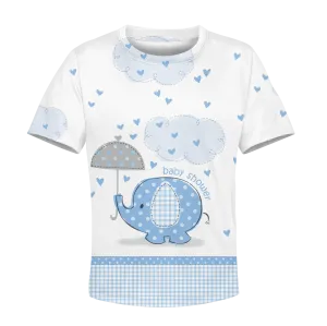 cute elephant baby shower Kid Custom Cosplay Hoodies Apparel