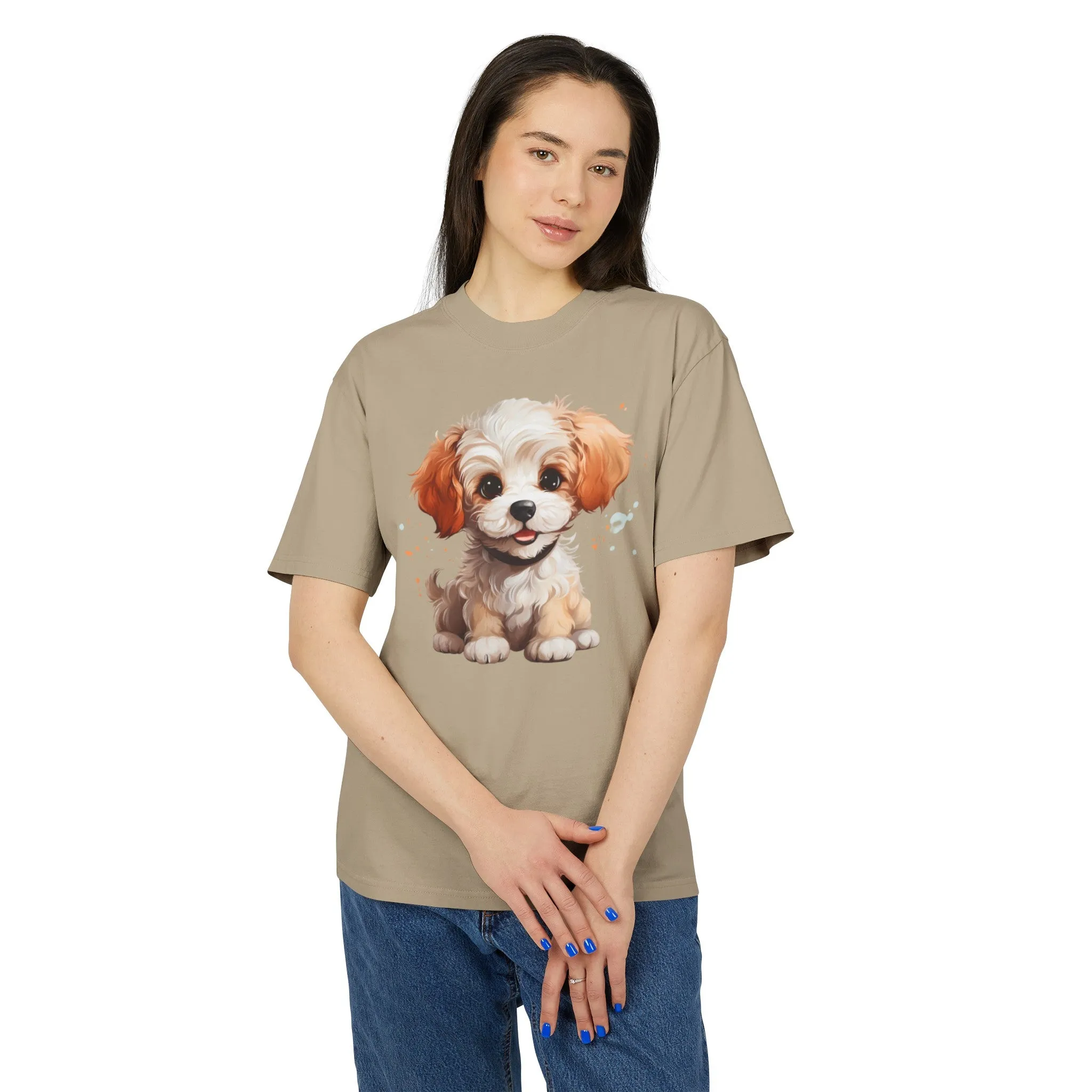 Cute Poodle Unisex Heavy Faded T Shirt