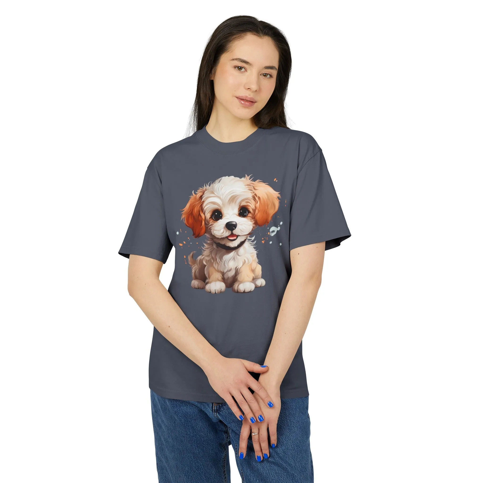 Cute Poodle Unisex Heavy Faded T Shirt