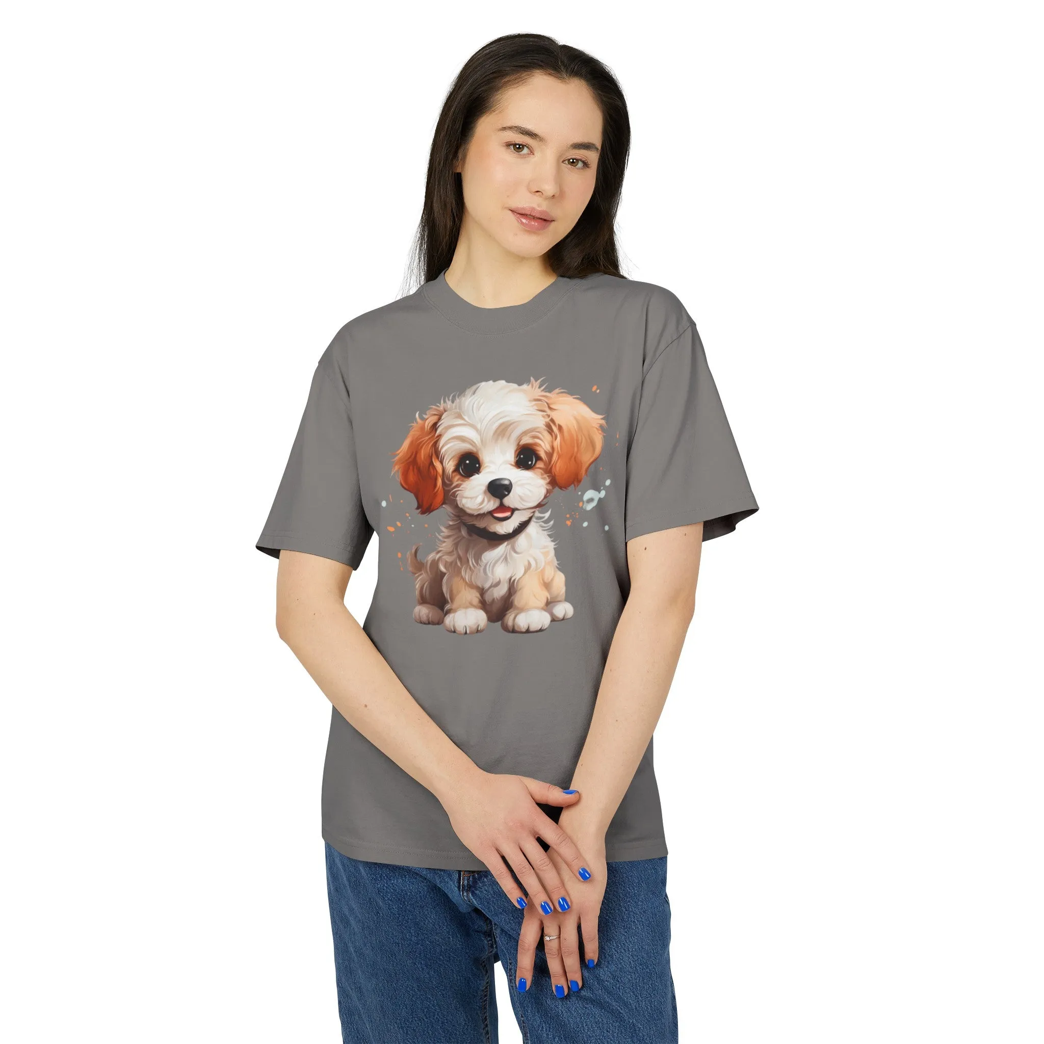 Cute Poodle Unisex Heavy Faded T Shirt