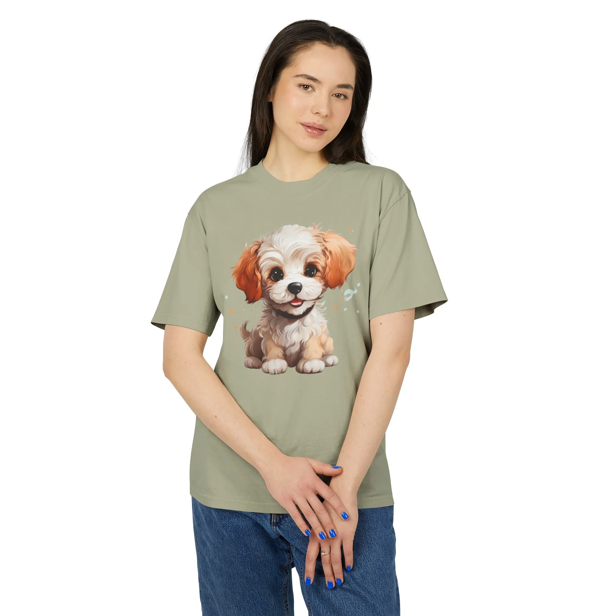 Cute Poodle Unisex Heavy Faded T Shirt