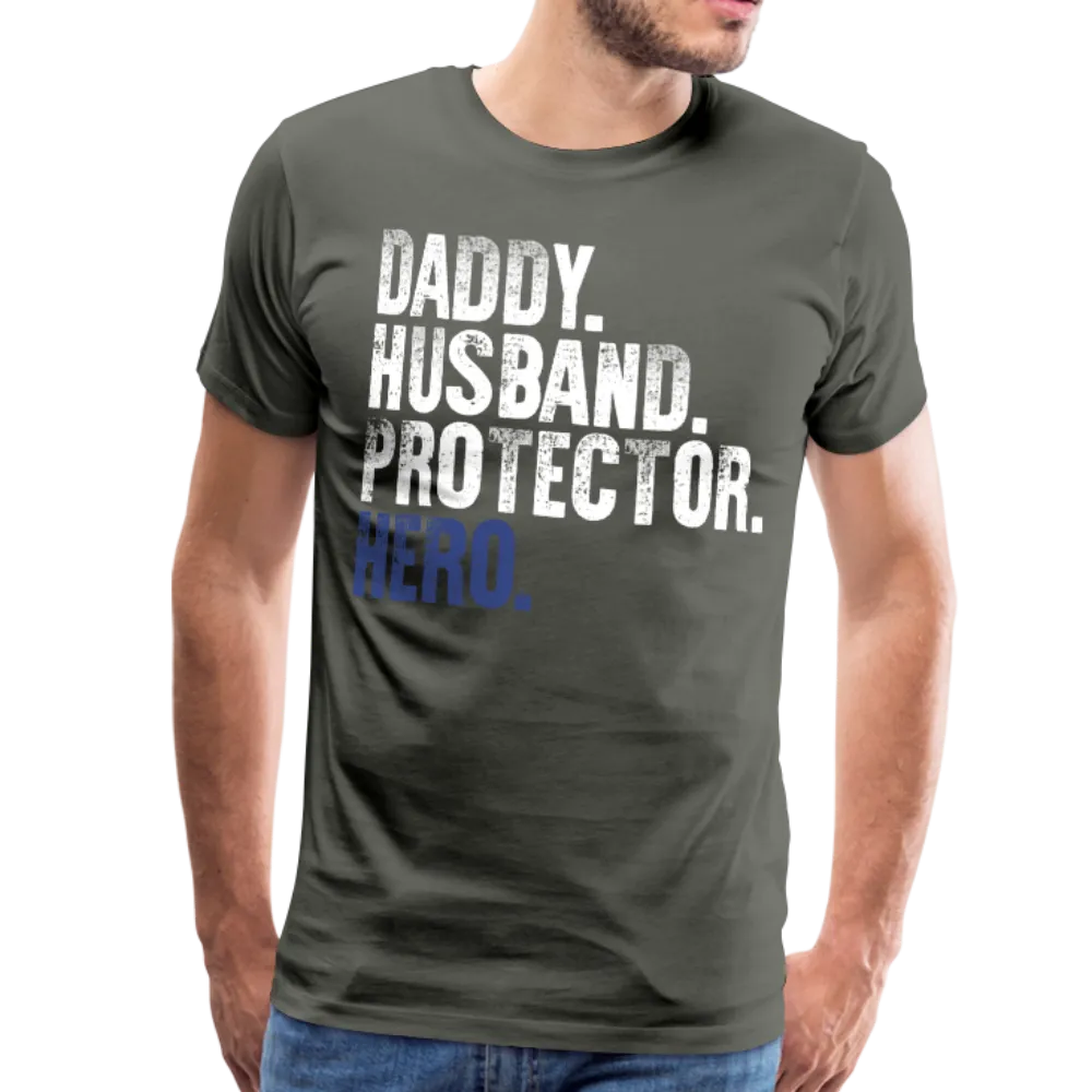 Daddy Husband Protector Hero Flag on Back Men's Premium T-Shirt