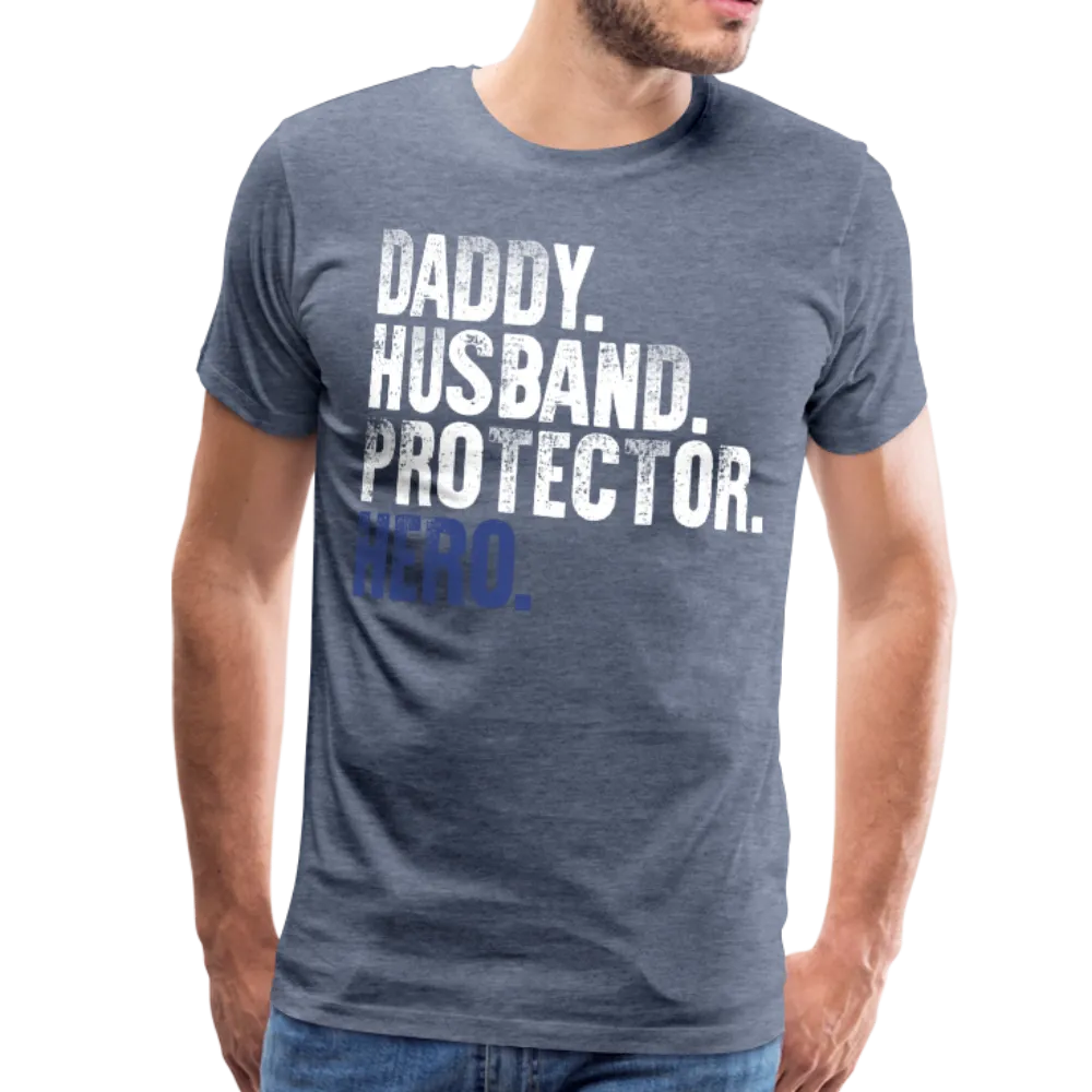 Daddy Husband Protector Hero Flag on Back Men's Premium T-Shirt