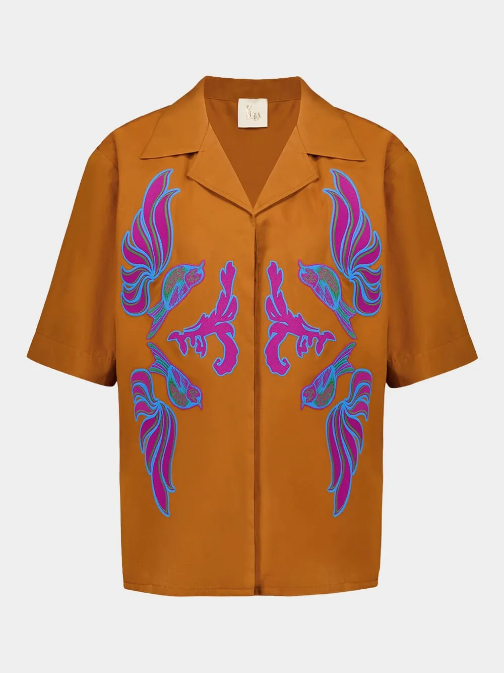 Daisy Caramel Café Embroidered Poplin Shirt