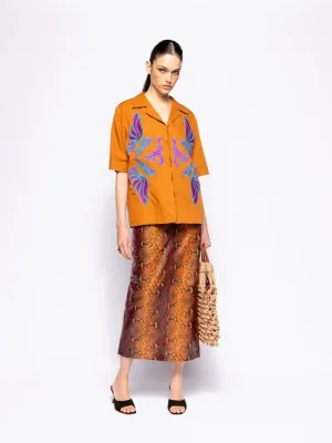 Daisy Caramel Café Embroidered Poplin Shirt
