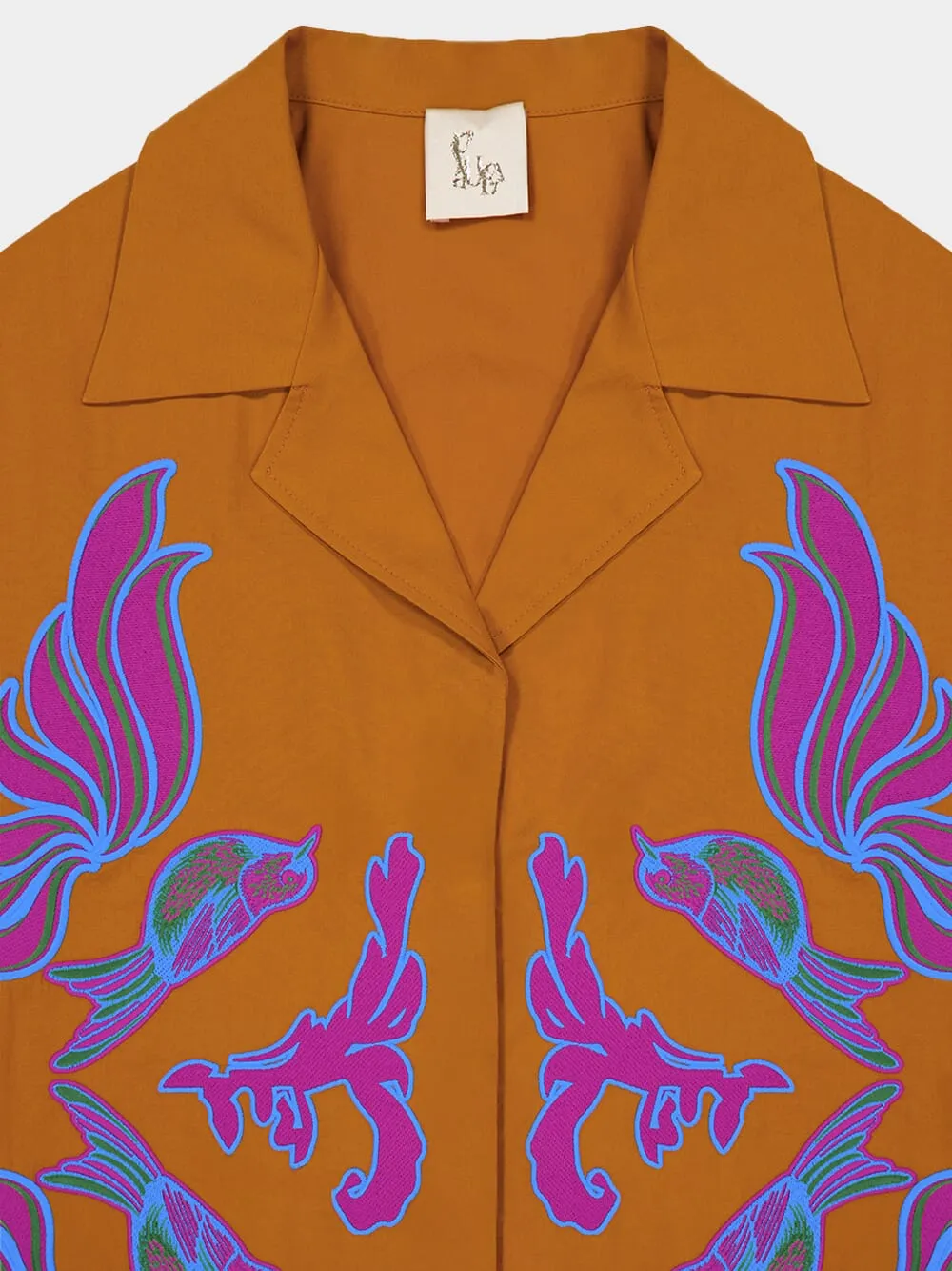 Daisy Caramel Café Embroidered Poplin Shirt