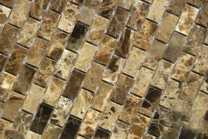 Dark Emperador 5/8 X 1 1/4 Polished Marble Baby Brick Mosaic Tile