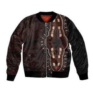 Dashiki and Polynesian Pattern Bomber Jacket Afro Pacific Culture Red Version LT9