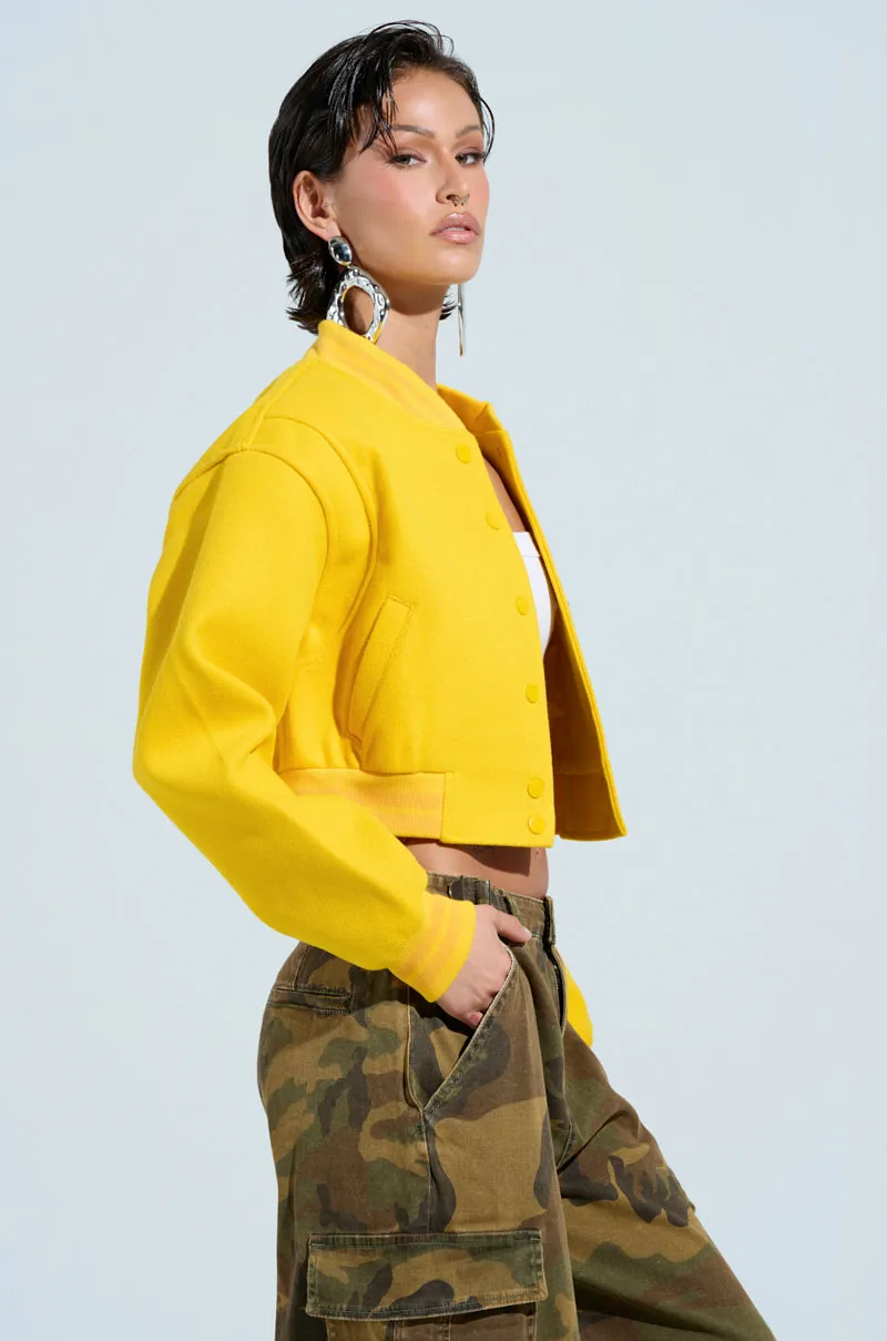 DAVIS EVERYDAY VARSITY BOMBER IN YELLOW