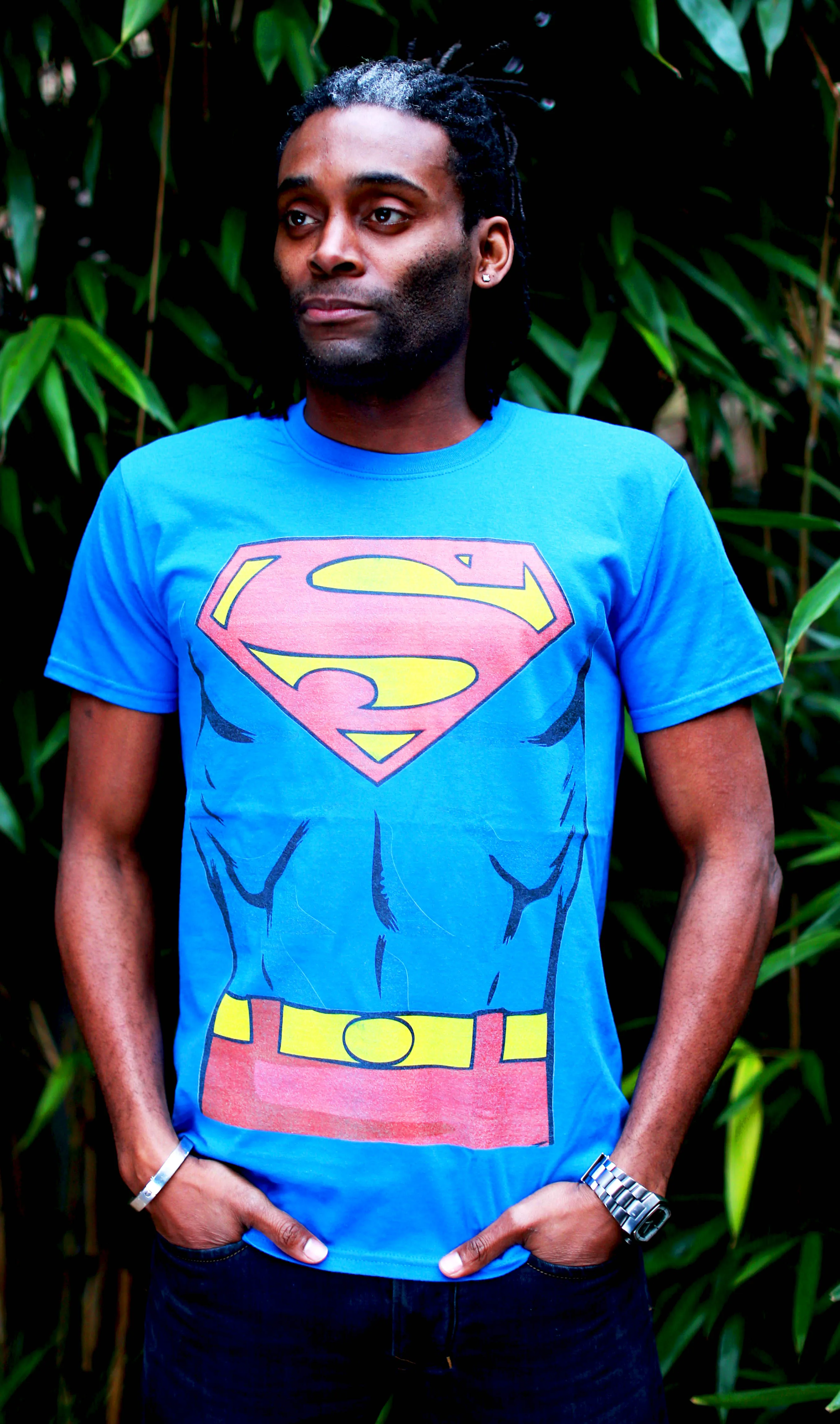 DC Comics Superman Cosplay Official Men's T-shirt (Blue)