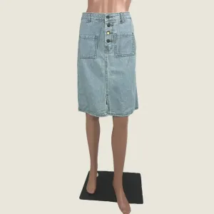 Denim Straight Cut Midi Skirt Medium