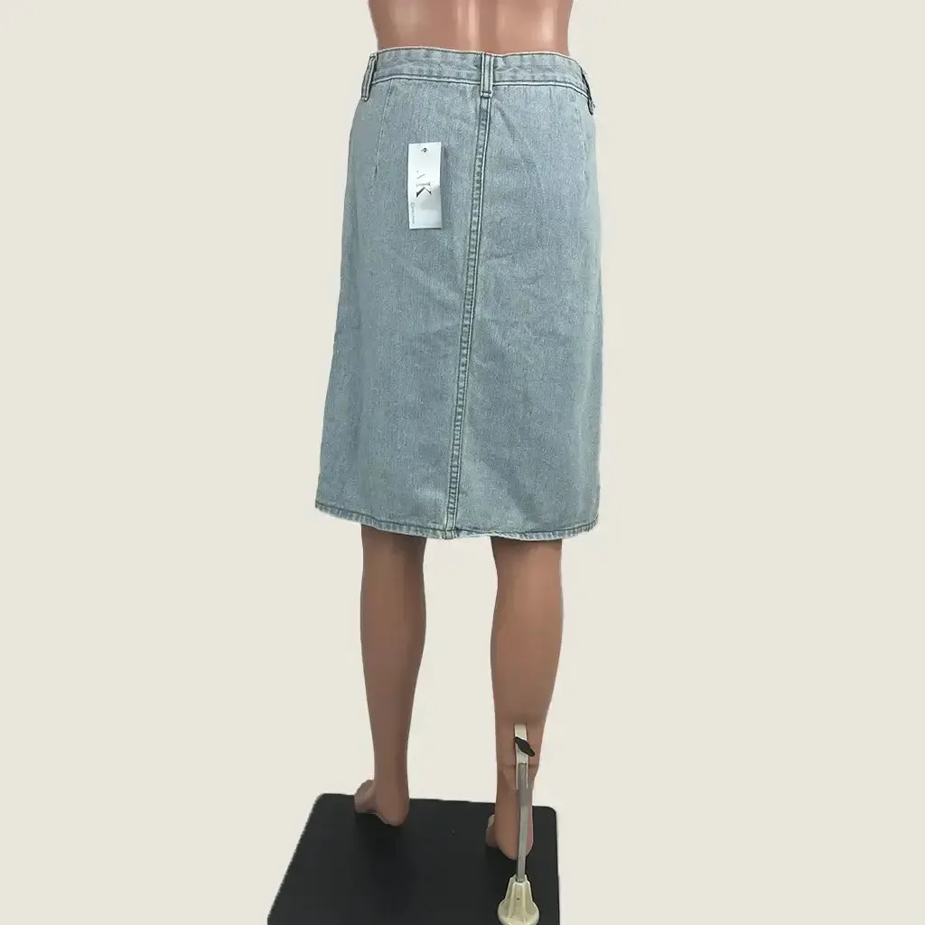 Denim Straight Cut Midi Skirt Medium