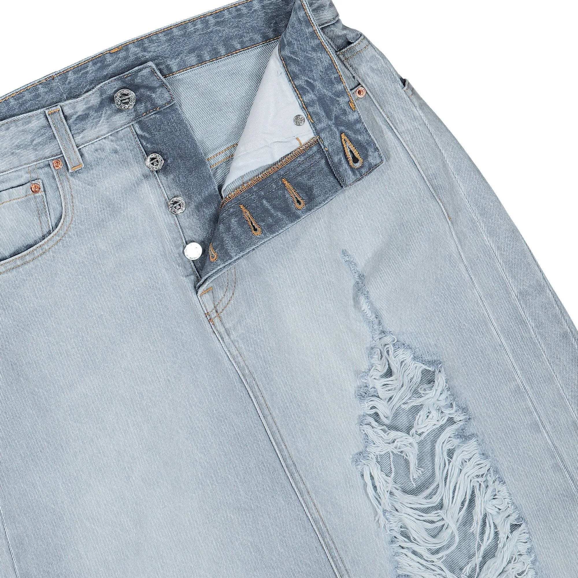 Destroyed Denim Maxi Skirt