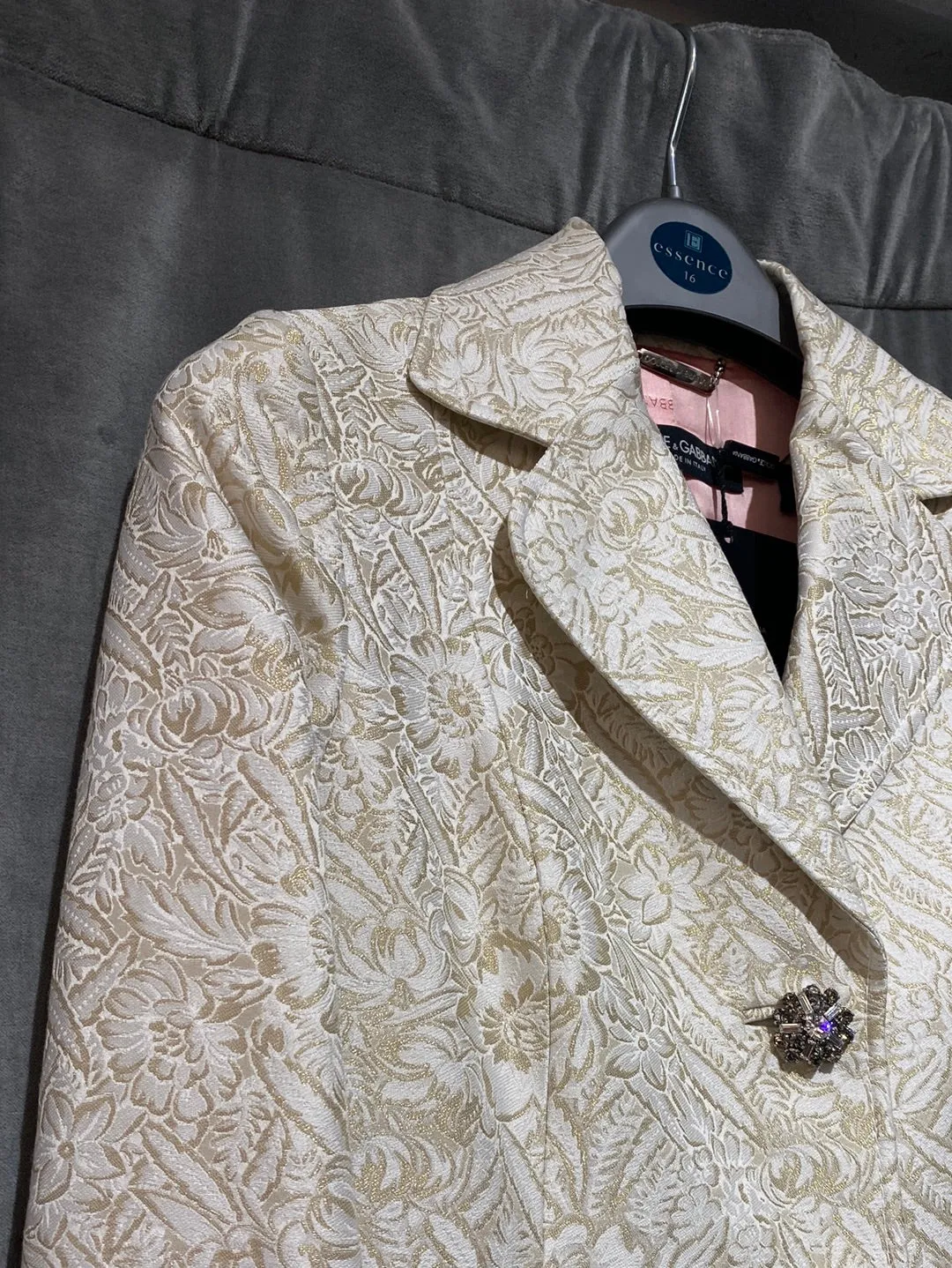 Dolce & Gabbana Jacquard Cream and Gold Coat