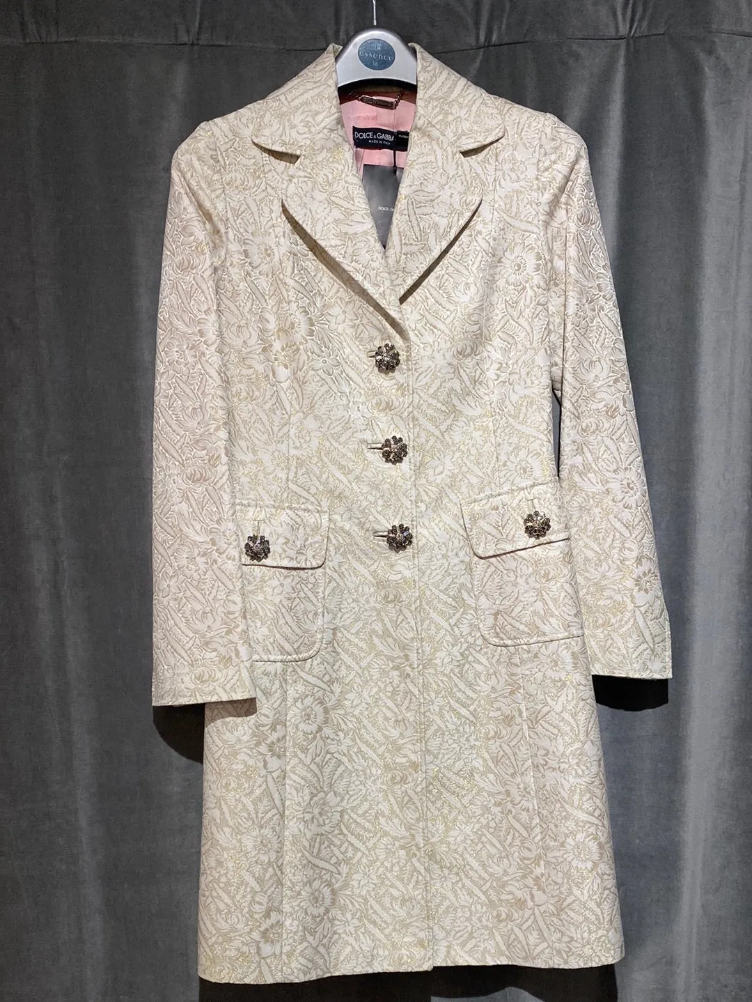 Dolce & Gabbana Jacquard Cream and Gold Coat