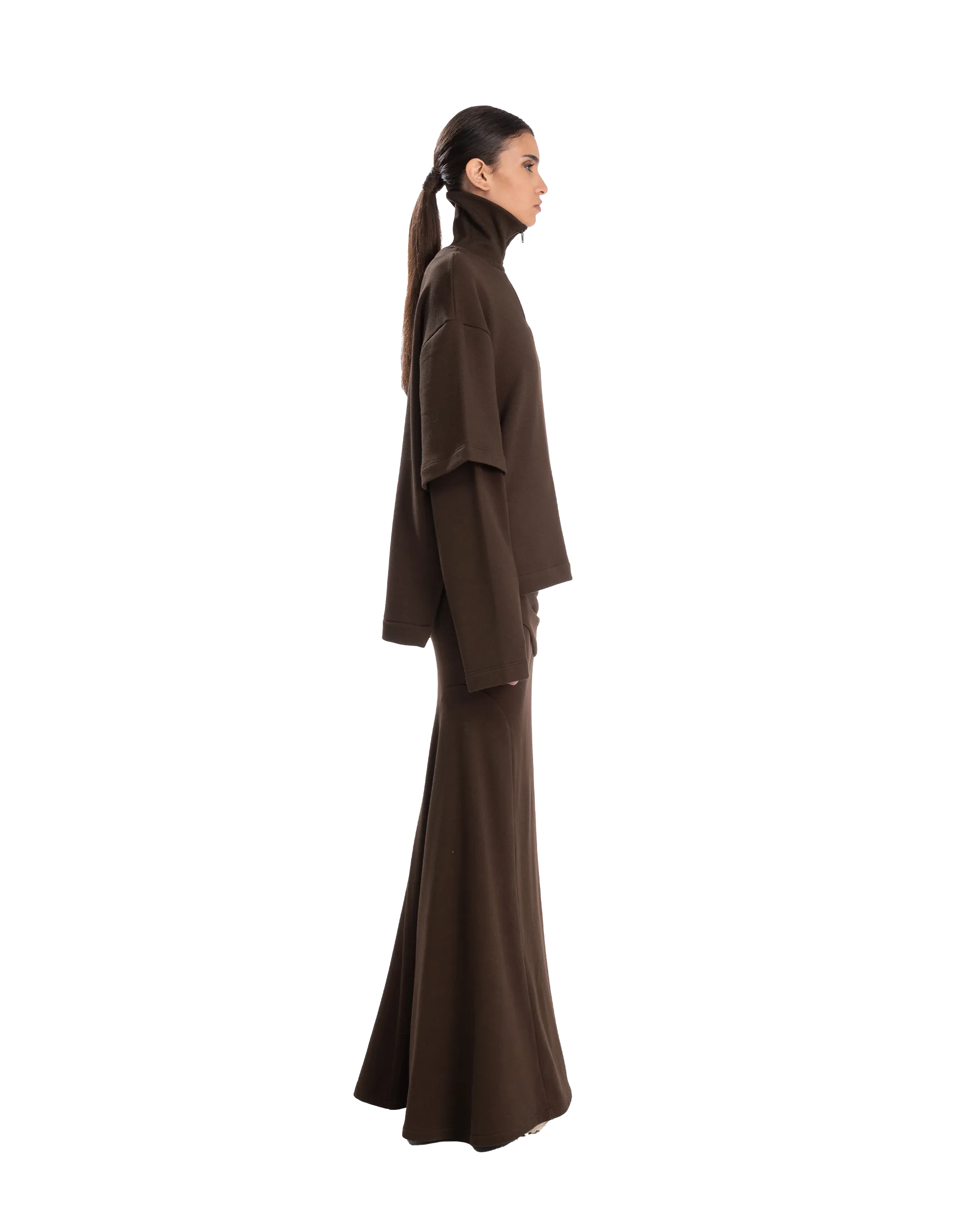 Drape Long Skirt Chocolate